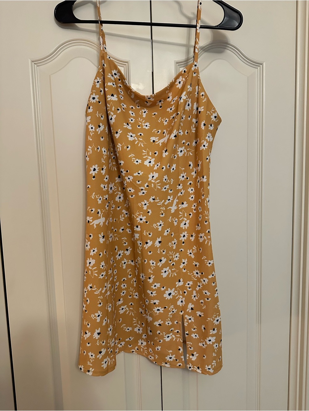 Mustard Yellow Floral Slip Dress